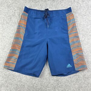 Adidas Board Shorts Mens Medium Blue Orange Mesh Lined Swim Trunks Beach Surf